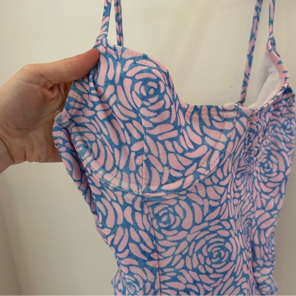 Onia Women's Swimsuit with Underwire Bra and High Cut Sides Pink and Blue - Picture 4 of 4